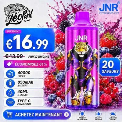 JNR Léopard 40K 40000 Puffs Vape Jetable Rechargeable