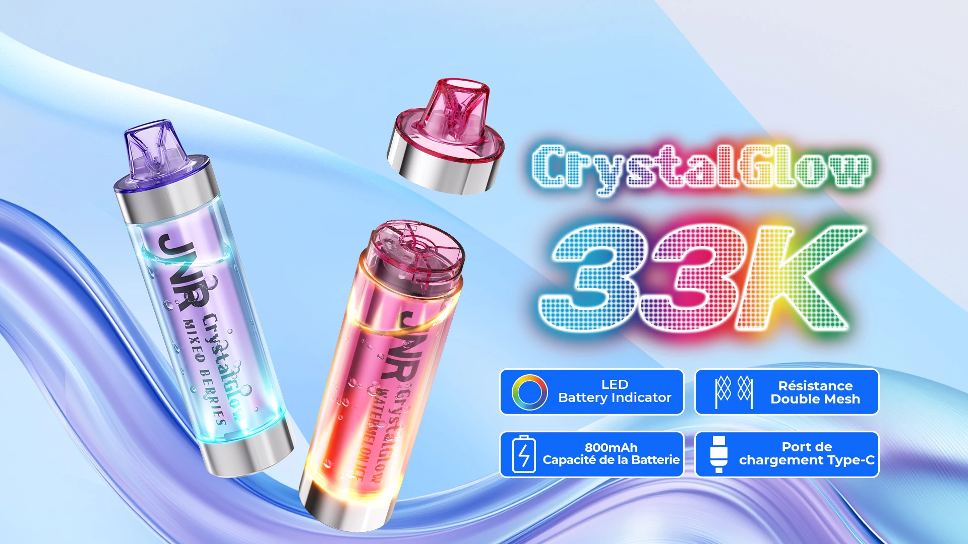 JNR CrystalGlow 33K kit pod rechargeable avec éclairage RGB