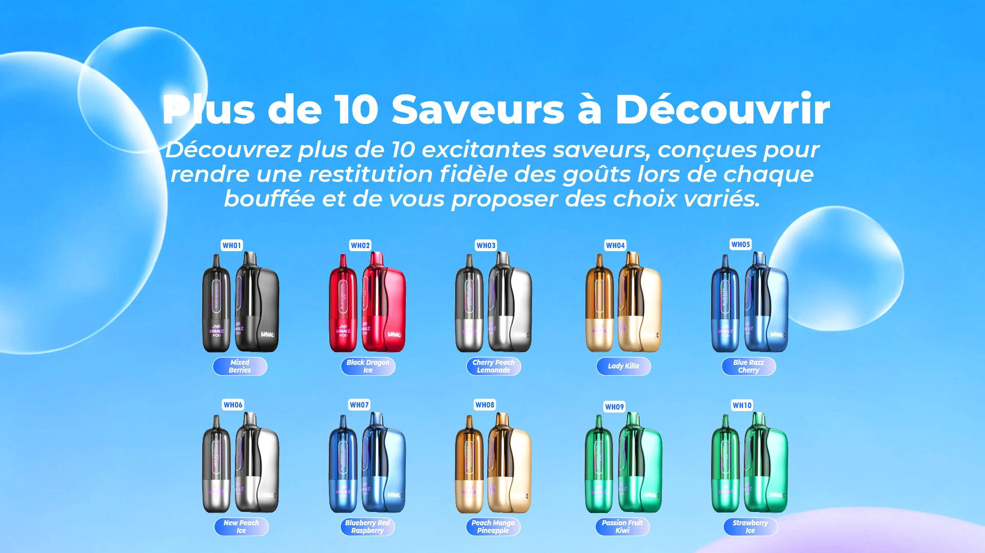 Saveurs populaires du JNR Whale 38K pour les vapoteurs fran&ccedil;ais